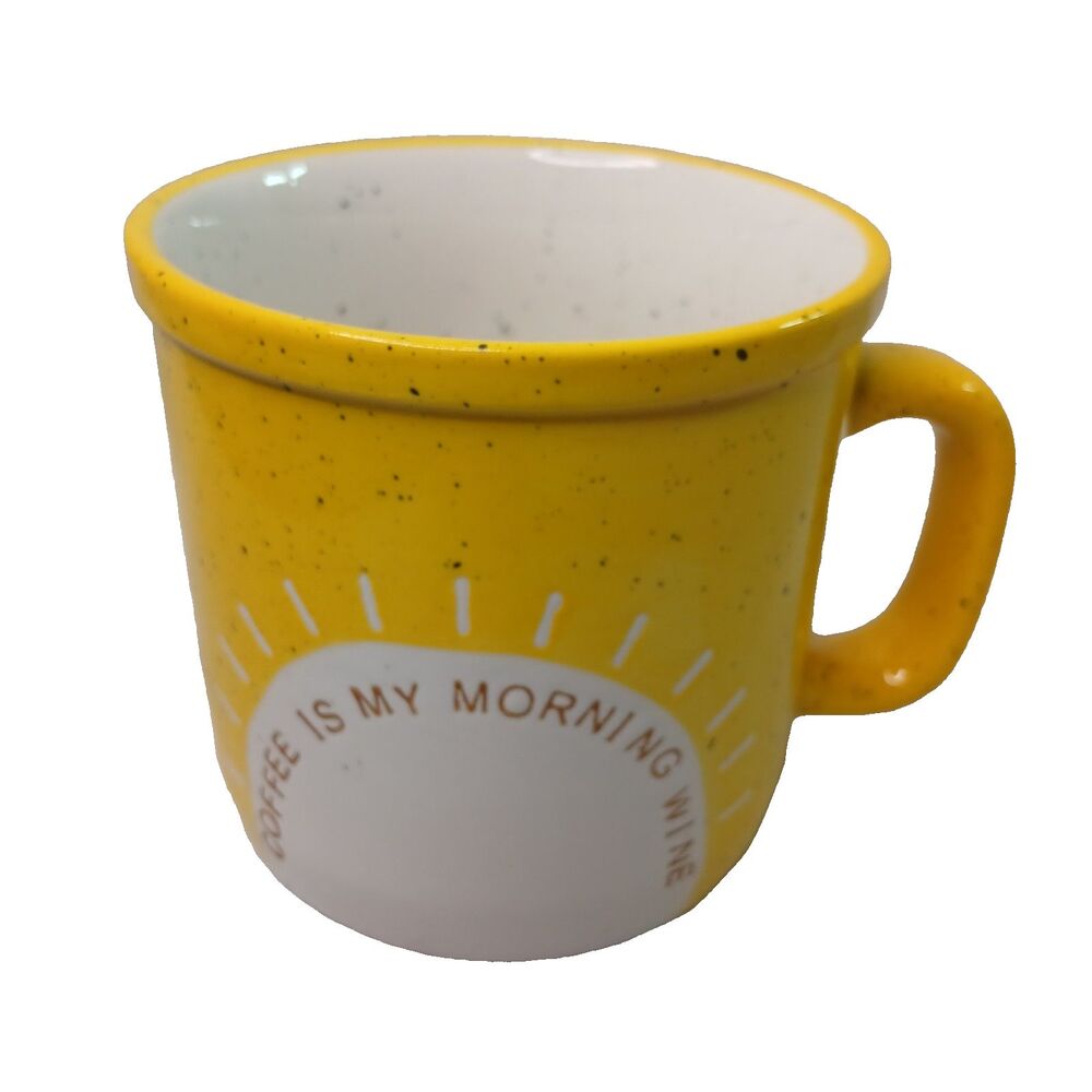 Hallmark Coffee in My Morning Wine Yellow Coffee Mug Cup NEW
